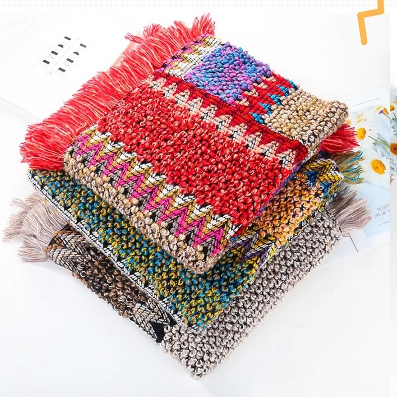 

Imitation Cashmere Knitted Cloak Women Tassel Bohemia Pullover Large Sweater Shawl Cloak Colorful Warmer Windproof Shawl