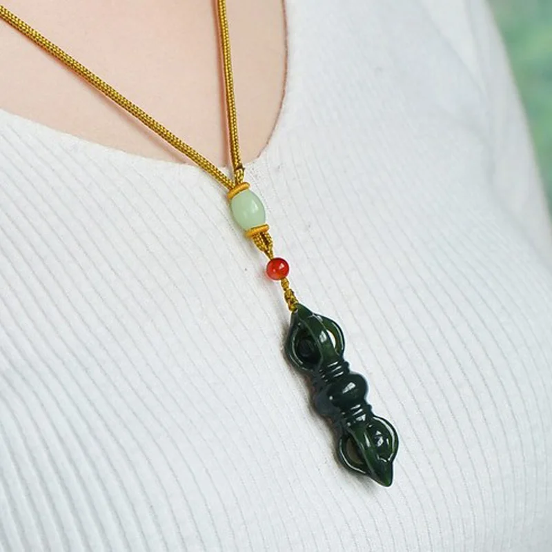 Натуральный темно зеленый HETIAN Nephrite искусственный буддийский счастливый амулет