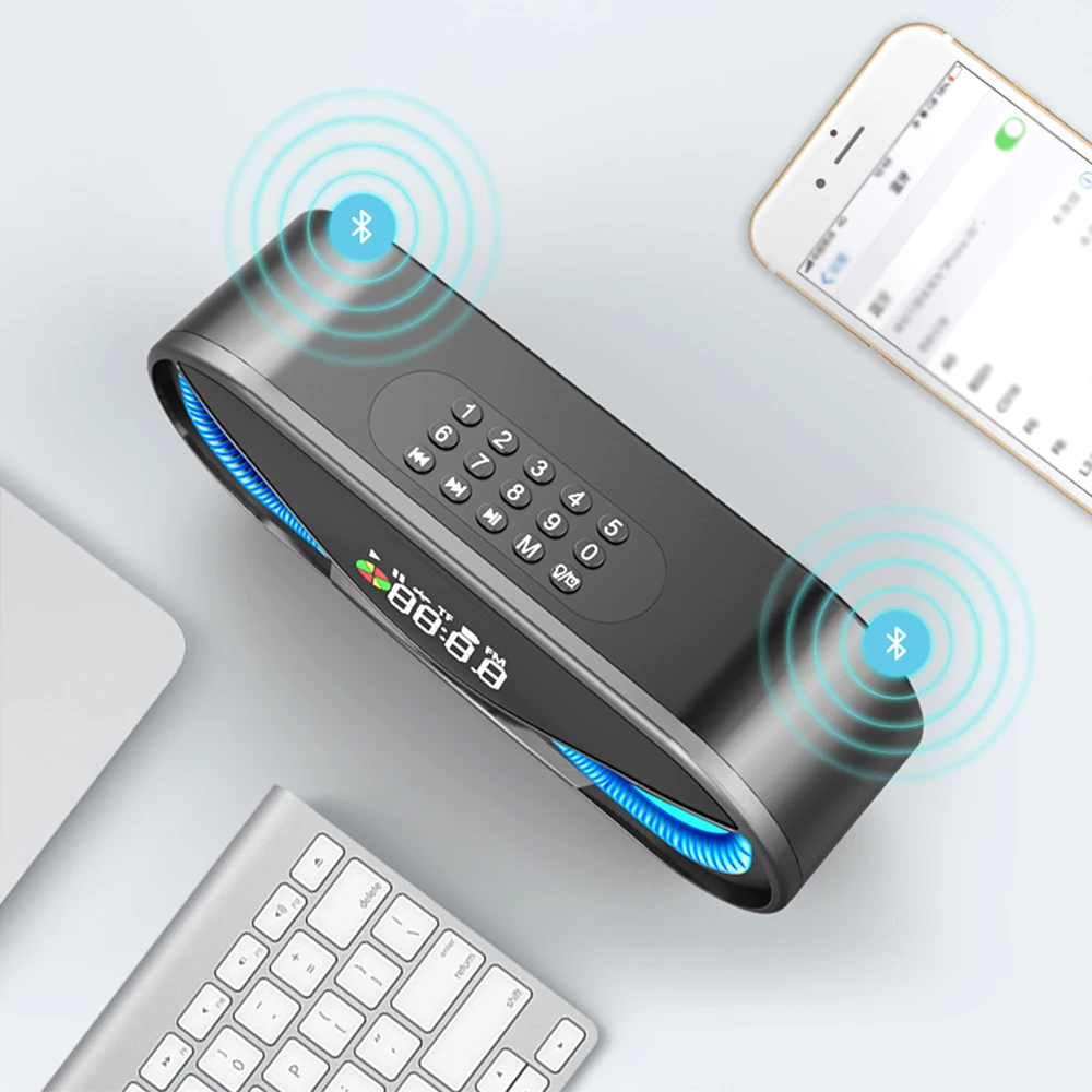 SPASH Bluetooth динамик светодиодный беспроводной громкий 3D объемный звук FM радио