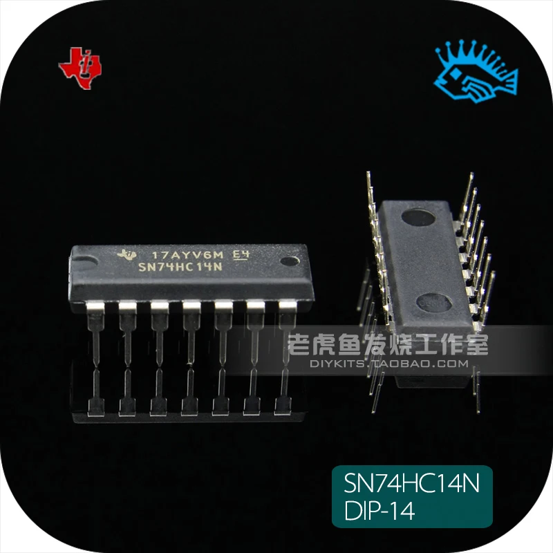 

Инвертор, 6 шт., SN74HC14N TI RS 14P, с прямым шестикратным запуском, сделано в малайзии