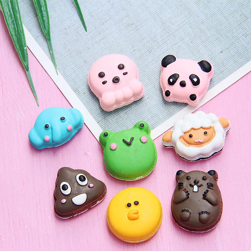 

10Pcs Kawaii Simulation Animal Macaron Flat Back Resin Cabochon Cabochons Scrapbooking Embellishment DIY Accessories Decoration
