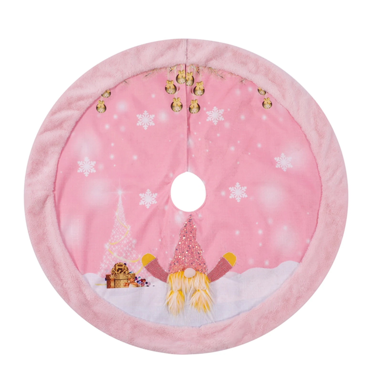 

108cm Pink Christmas Luminous Tree Skirt Christmas Tree Floor Cover Tree Sweater Tree Foot Carpet Tree Skirt Tree Decorations