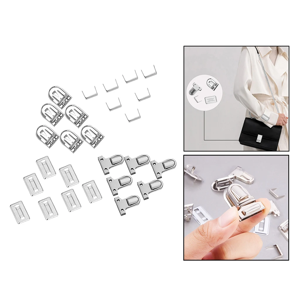 

10 Sets Iron Tuck Lock Clasp, Purse Push Lock Sets Purse Thumb Lock Press Lock