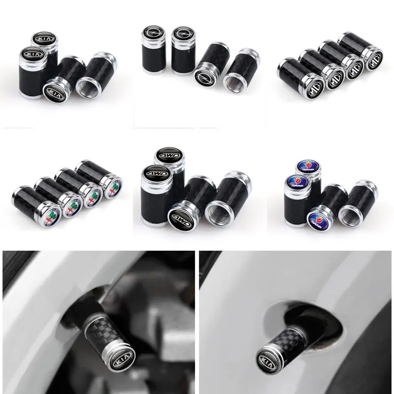 Автомобиль 4 шт. из углеродного волокна с защитой от пыли колеса колпачки клапана