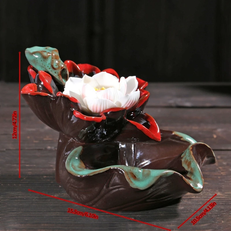 

Ceramic Incense Holder(Retro and Lotus Style)Home Lotus Incense Burner Lotus Backflow Incense Holder,,Thoughtful Gift