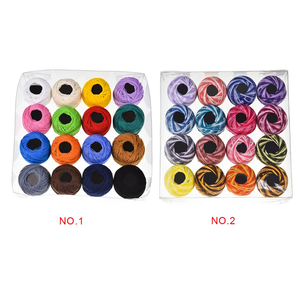 Ovillos de hilo de algod&oacute;n para ganchillo, punto de cruz, bordado a mano, 2 unidades, 16 colores-3
