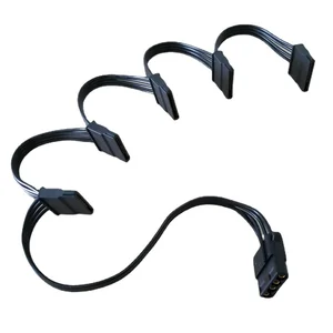 Переходник для жесткого диска компьютера, 4 контакта IDE Molex 1 на 5 Распределитель SATA, кабель питания, кабель 18AWG, черный