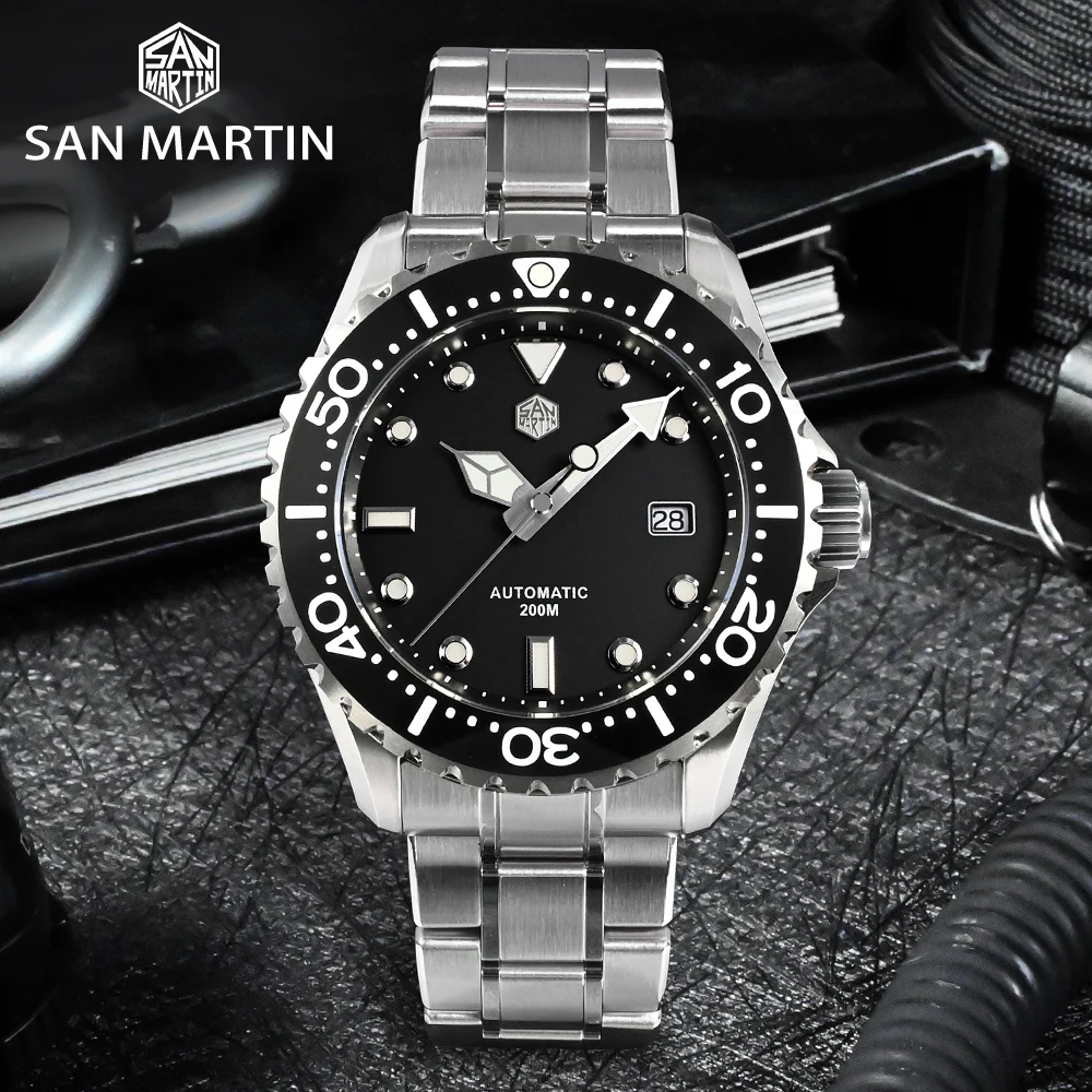 

San Martin Newest SN009 Stainless Steel Diver Men Watches SW200/PT5000 Mov't Ceramic Bezel 20ATM Automatic Watch for Men Male