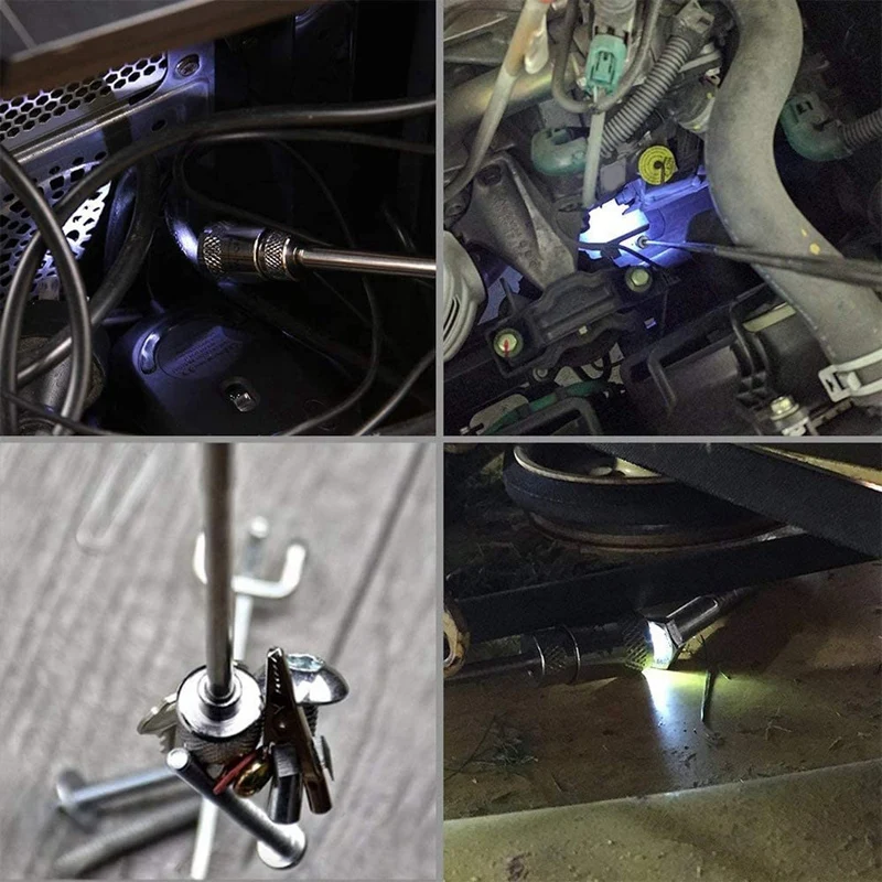 

Magnetic Pick-Up Tool, Telescoping Magnetic Pickup Tool, LED Light, and Round Inspection Mirror
