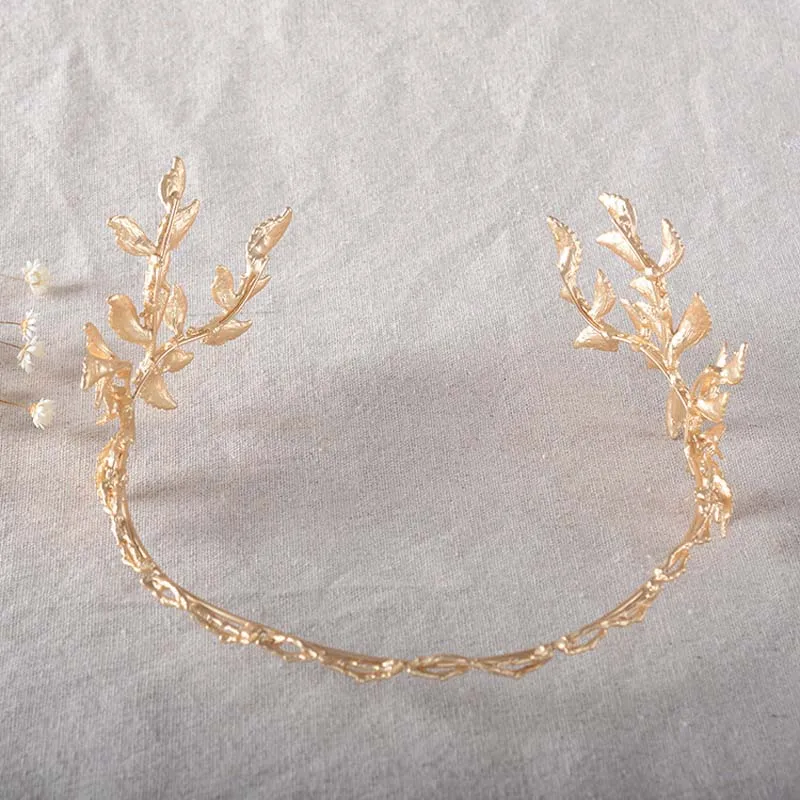 

Himstory Gold Branch Crown Tiara Headbpieces Leaf Evening Party Hair Accessoies Hairband