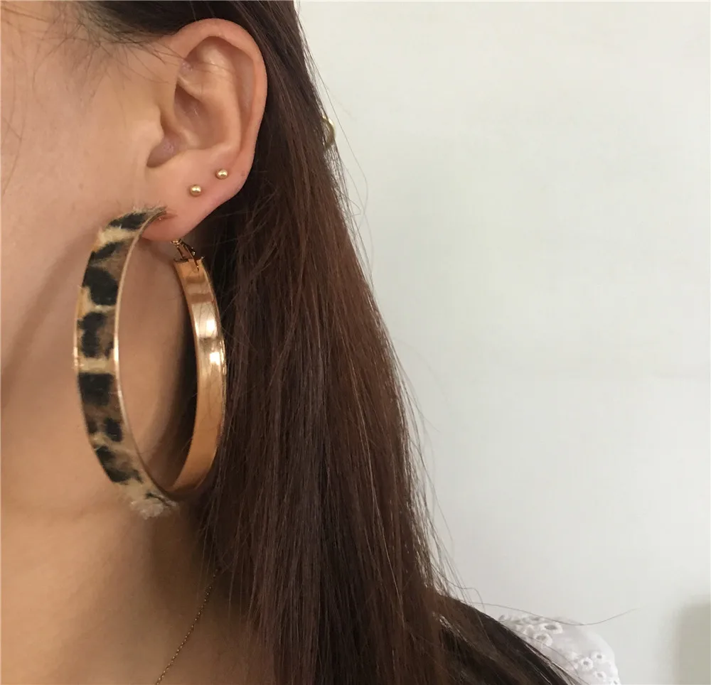 F/W новое поступление FEMINIST С Покрытием золотого цвета с кожей животных Леопард Зебра змея печатных серьги-кольца