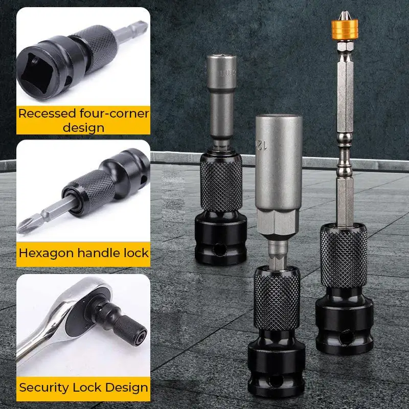

1pc Hex Shank Socket Converter 1/2'' Square To 1/4'' Hex Shank Socket Adapter Quicker Release Converter for Impact Wrench Tool