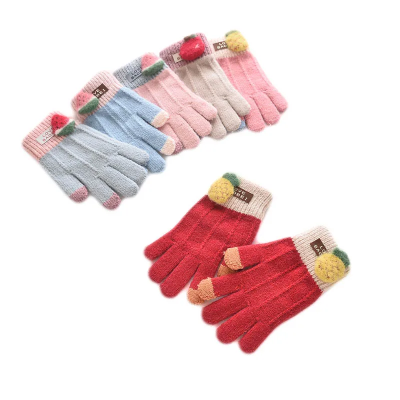 Детские Зимние перчатки для девочек от 3 до 6 лет детские теплые мягкие вязаные с