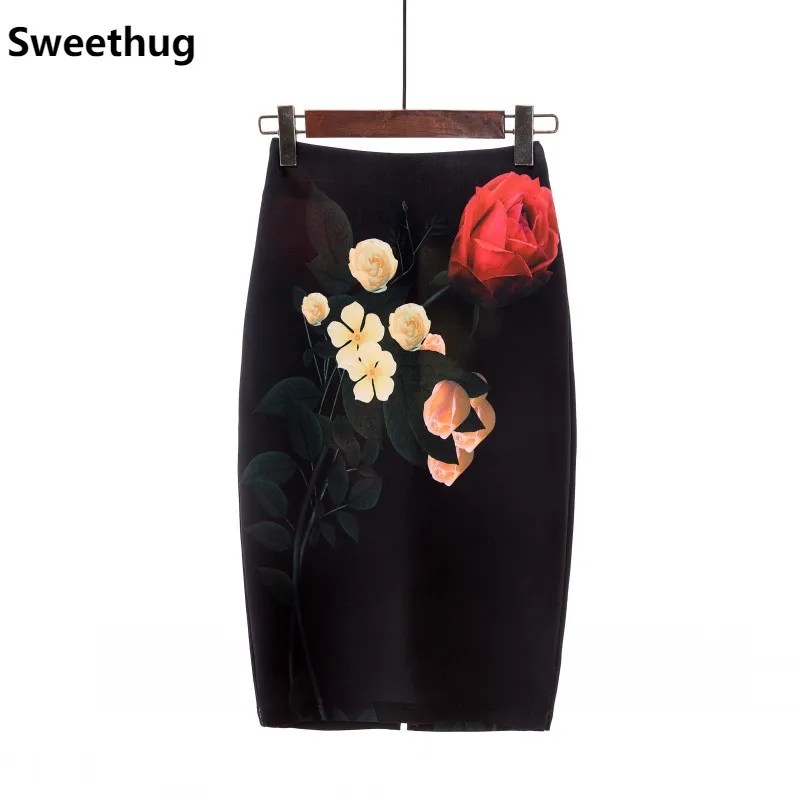 

2XL Для женщин юбка-карандаш 2019 новый принт с высокой талией юбки молодая девушка, летнее платье в стиле "Ретро", большой Размеры Япония Falda