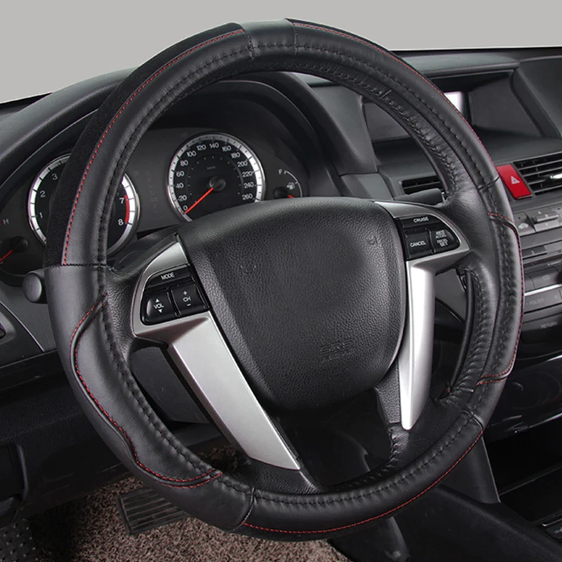 Black 38CM Car Steering Wheel Covers fit for Citroen C4 Picasso / Aircross C5 Leather Cover 15 Inch Four Season | Автомобили и