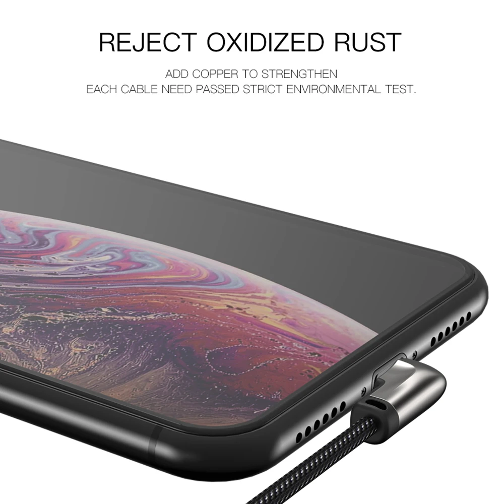 Wsken 90 градусов USB кабель для быстрой зарядки для iPhone 6S 7 8 Plus X Xr Xs Max 5 2A зарядное устройство лампы на шнурах для Apple кабель Lighting