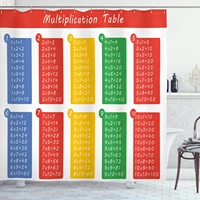 educational shower curtain colorful classroom multiplication table between to 0 elementary school cloth fabric bathroom decor