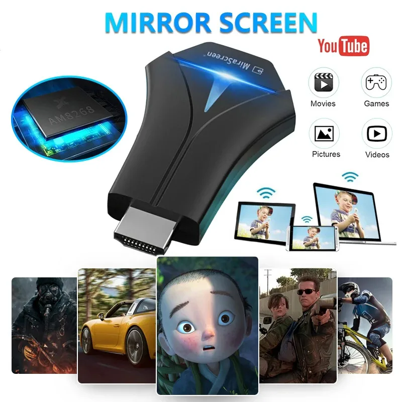 Mirascreen K12 TV Stick Wifi Display Receiver HDMI-compatible Adapter Stream Cast Mirror Screen Airplay Miracast Airmirror