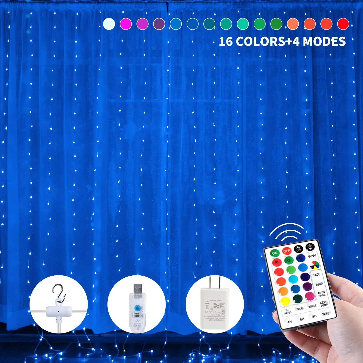 

СВЕТОДИОДНАЯ Гирлянда-занавес с USB-портом, 3 х3 м, 300 RGB