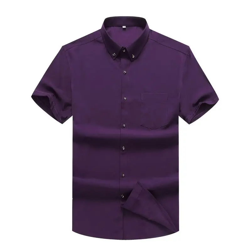 

Мужская деловая Повседневная рубашка размера плюс 5XL 6XL 7XL 8XL 10XL с коротким рукавом, однотонная свободная черная белая рубашка, Мужская бренд...