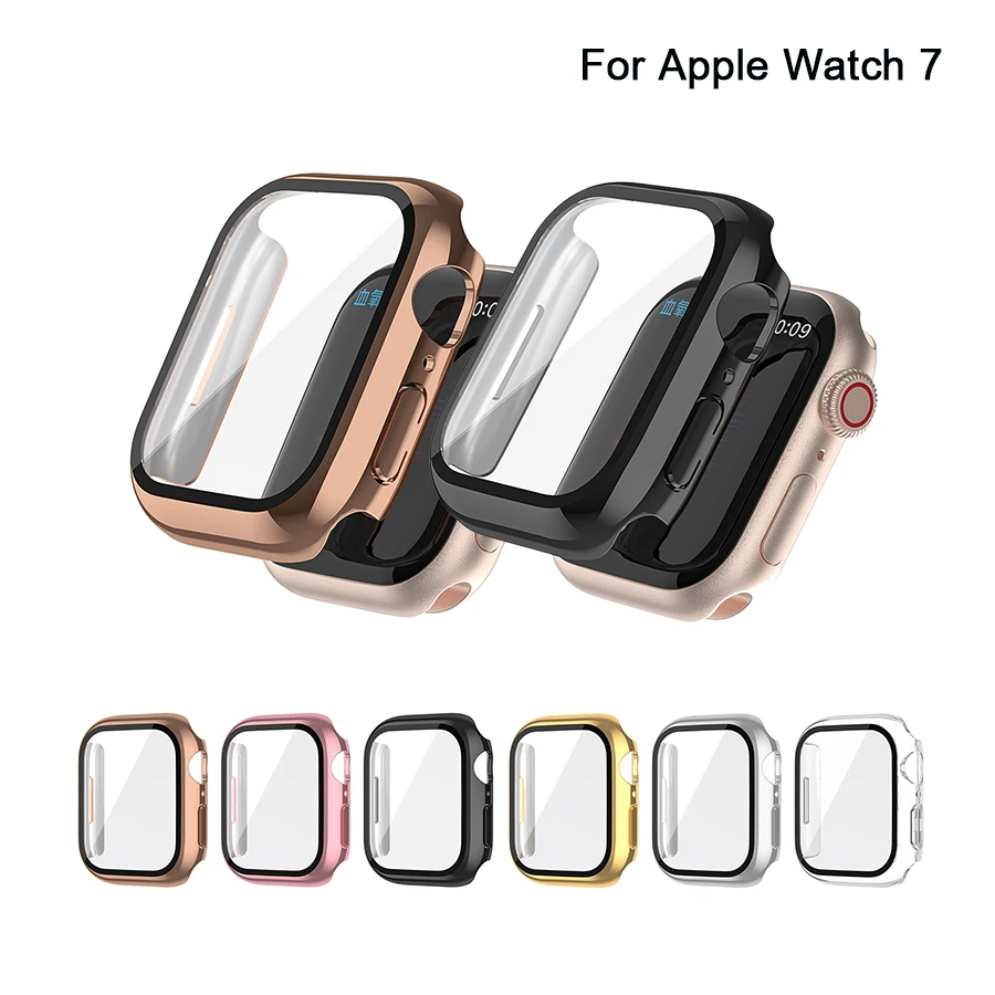 Полноэкранная защитная рамка-бампер для Apple Watch 7 45 мм 41 пленка из закаленного