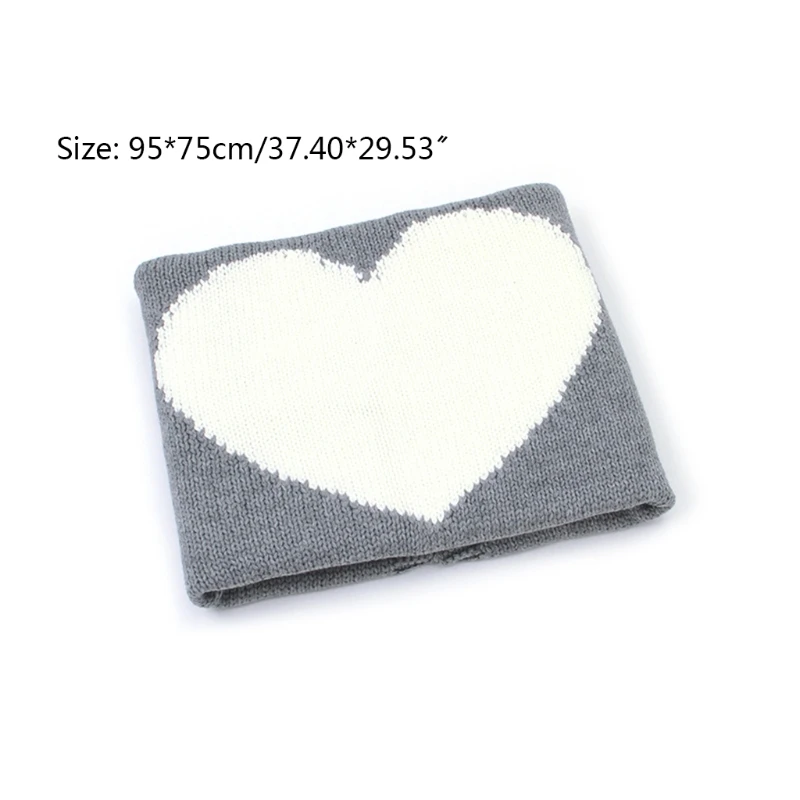 

95x75cm Baby Stroller Crib Knitted Blanket Newborn Toddler Swaddle Wrap Infants Love Heart Warm Bedding Quilts
