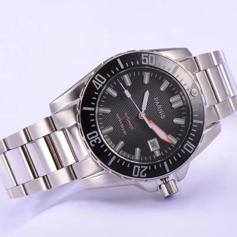 

PARNIS 44mm Men watch Diver watch Sapphire glass Ceramic Bezel black dial luminous Miyota 8215 Automatic movements