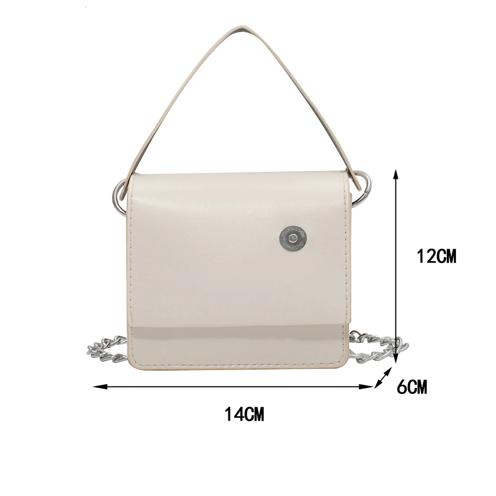 

Fashion Women PU Leather Solid Color Button Patchwork Crossbody Shoulder Messenger Bag Casual Ladies Chain Mini Handbags
