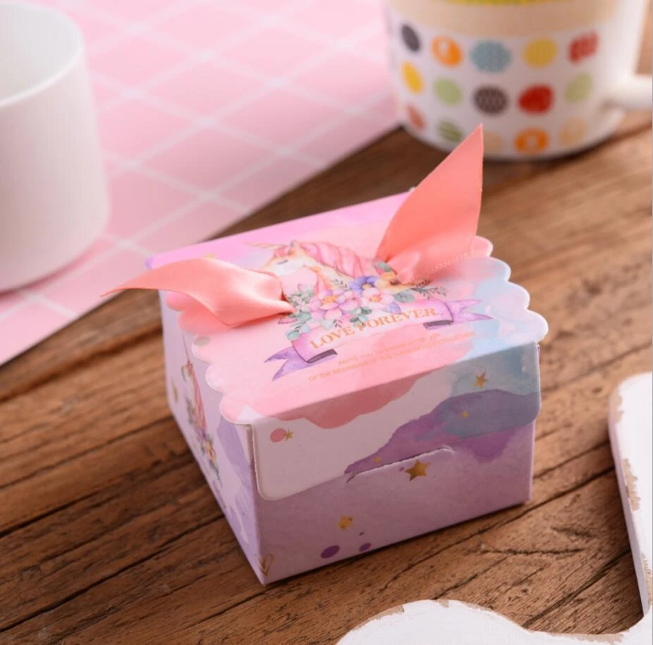 5 шт. бумажная коробка для конфет в виде единорога подарок с Unicorn сумки для дня рождения свадьбы детский душ Единорог партия поддерживает поставки Сумки для конфет