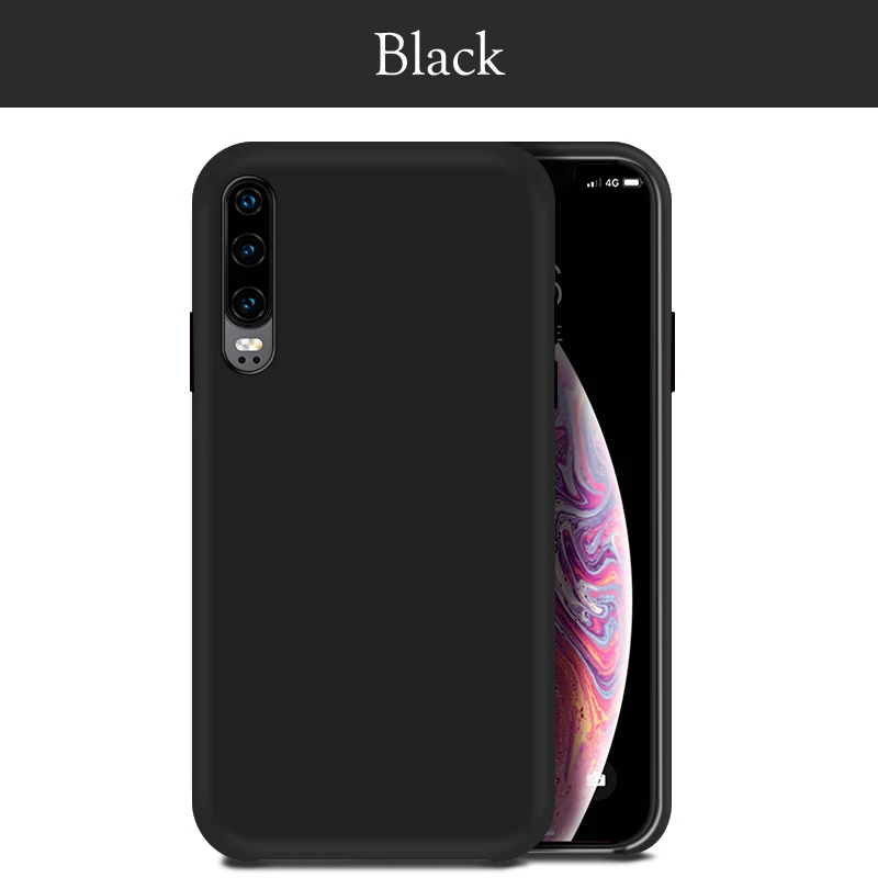 Жидкий силиконовый чехол для huawei P30 Lite, чехол, накладка из микрофибры, чехол для huawei P20 Lite P30 Pro mate 20 Lite Honor 20 10i - Цвет: Black