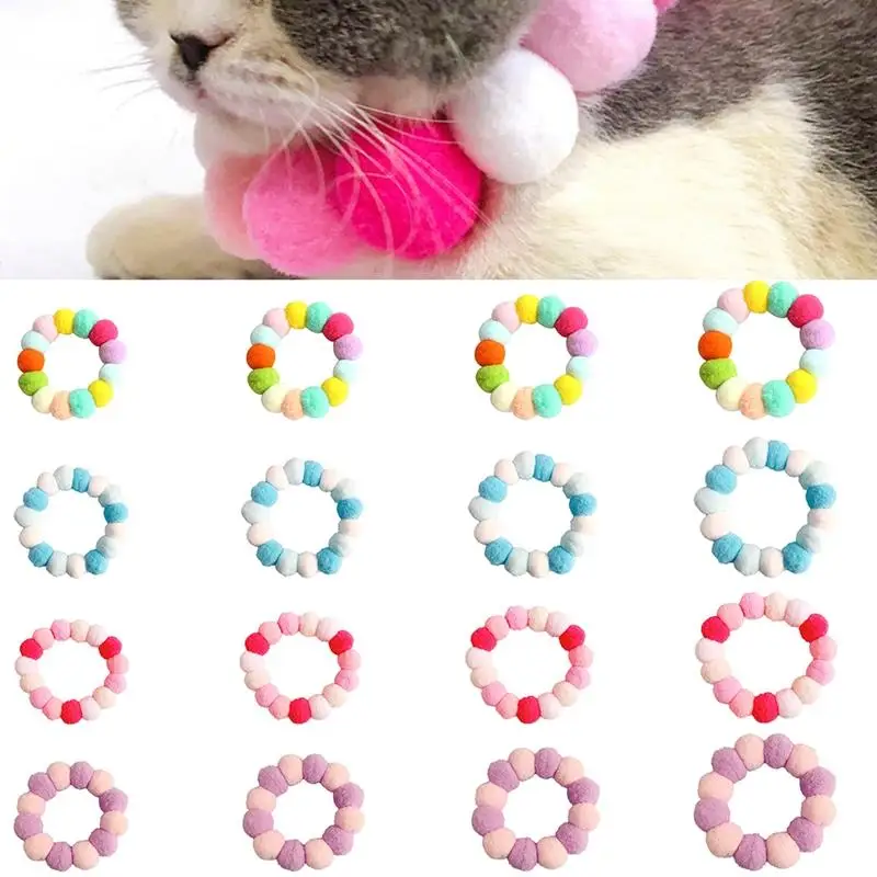 

1pc Pom Pom Decor Dog Collar Fashion Decorative Plush Cat Collar New Kitten Collar Pet Supplies For Party Cat Accessories