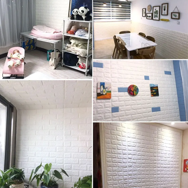 

12pcs 3D Wall Sticker Imitation Brick Bedroom Decoration Waterproof Self Adhesive Wallpaper For Living Room Kitchen TV Backdrop