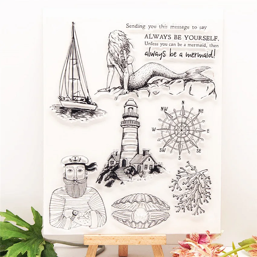 15 5*19 см горячая Распродажа парусник дворец прозрачные наклейки/силиконовые