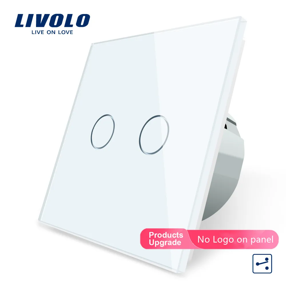 Оригинал Livolo ЕС Стандартный сенсорный выключатель 2 Gang Way Управление 3 цвета с - Фото №1