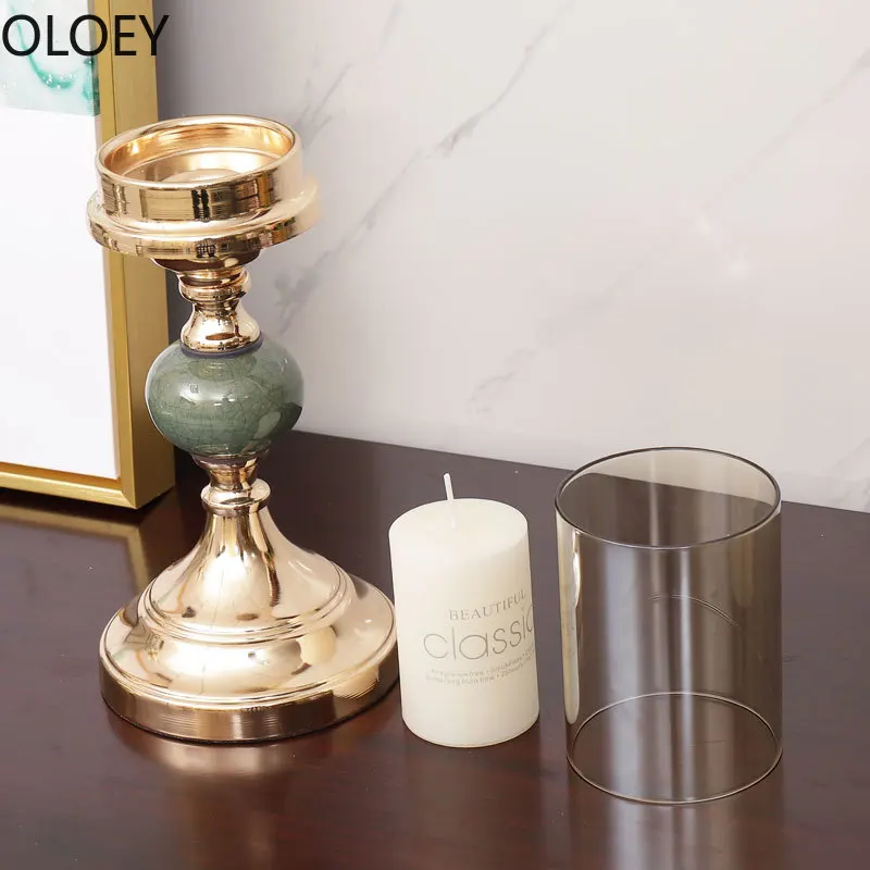 Скандинавский подсвечник и набор золотой романтический стеклянный