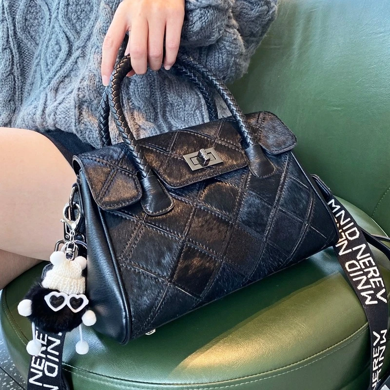 

Horse Fur with Leather Luxury Designer Handbag 2021 New Bolsa Feminina Top Handle Sac Femme Shoulder Crossbody Ladies Hand Bags