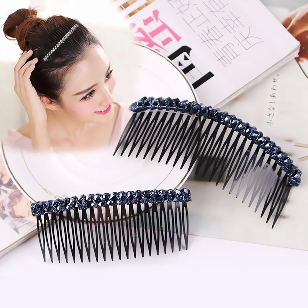 

24 Teeth Comb Shining Crystal Inserts Multi-color Cute Headwear Hair side comb Hair Combs Clips Hairpins Headdress Ponytail Bun
