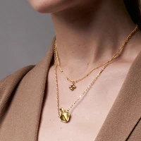 enfashion double layer vase necklace women beads pendant necklaces gold color stainless steel fashion jewelry collar 2020 p3125