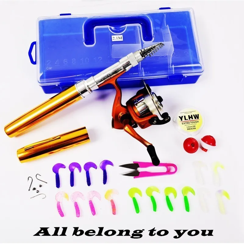 2 1 м Мини Телескопическая Ручка рыболовной удочки катушка для спиннинга линия