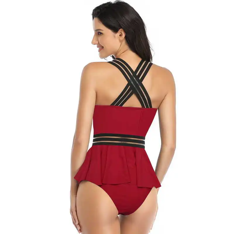 

Female swimsuit 2020 High waist bikini push up ladies'swimsuit plus size 2 Swimming garments suit thin xxl belly