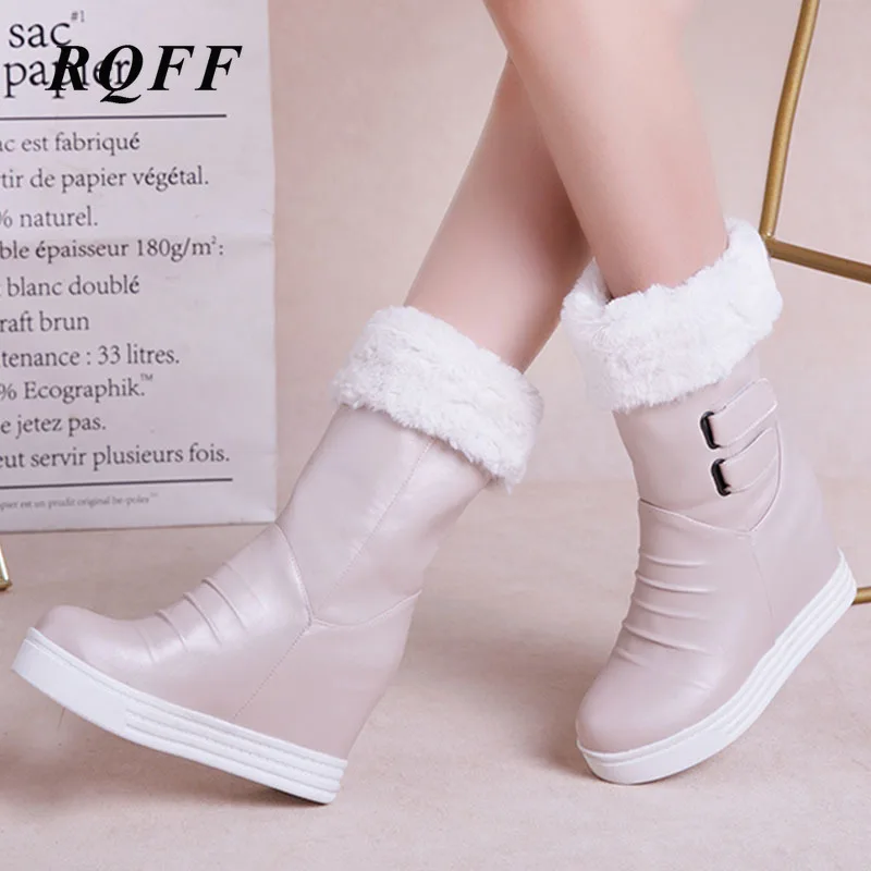 2019 г. Зимние сапоги женские зимние из искусственной кожи с искусственным мехом