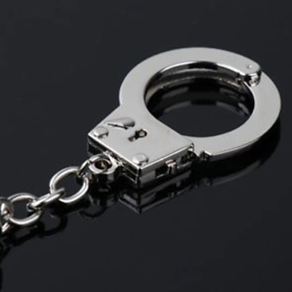 Уникальный металлический Серебряный мини брелок для ключей кольцо наручников
