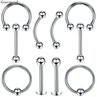 guemcal 16g 10pc stainless steel piercing set earrings nose nails horseshoe ring universal ring piercing fashion jewelry