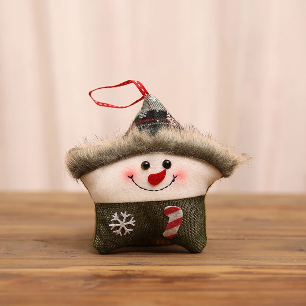 

Christmas Deocration Santa Claus Ornaments Festival Supplies Cloth Five-pointed Star Fabric Creativity Elk Home Decorations