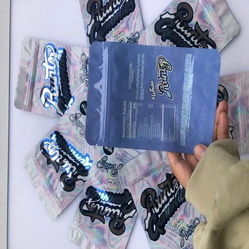 

Runtz Gummies White Bag Mylar Bags Local Medicated Edibles Smell Proof Bags jGOmX