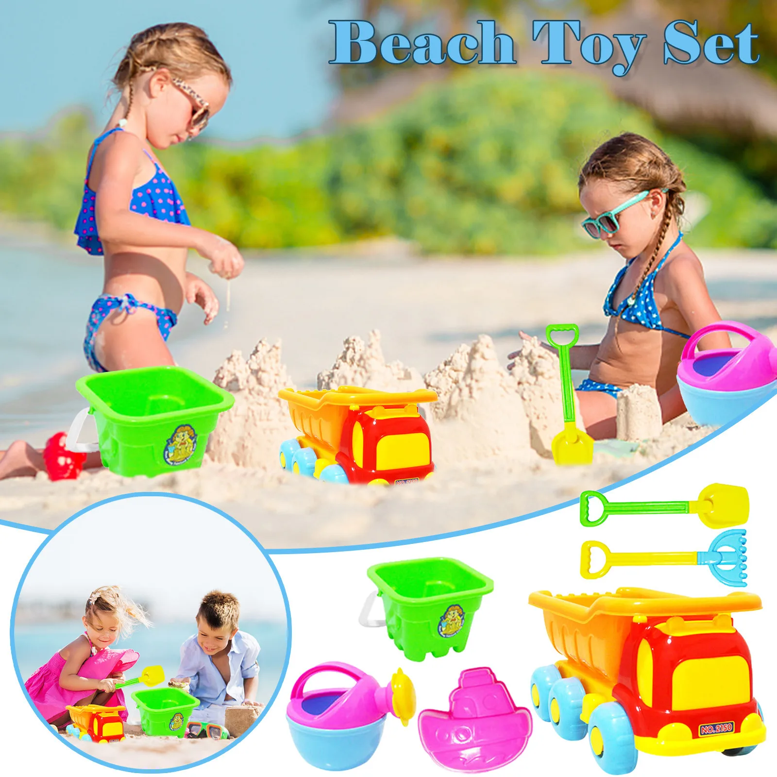 

6pcs Beach Tools Set Sand Playing Summer Outdoor Toys For Kids Fun Water Beach Seaside Tool Child Sandglass Shovel Tool Gift FE