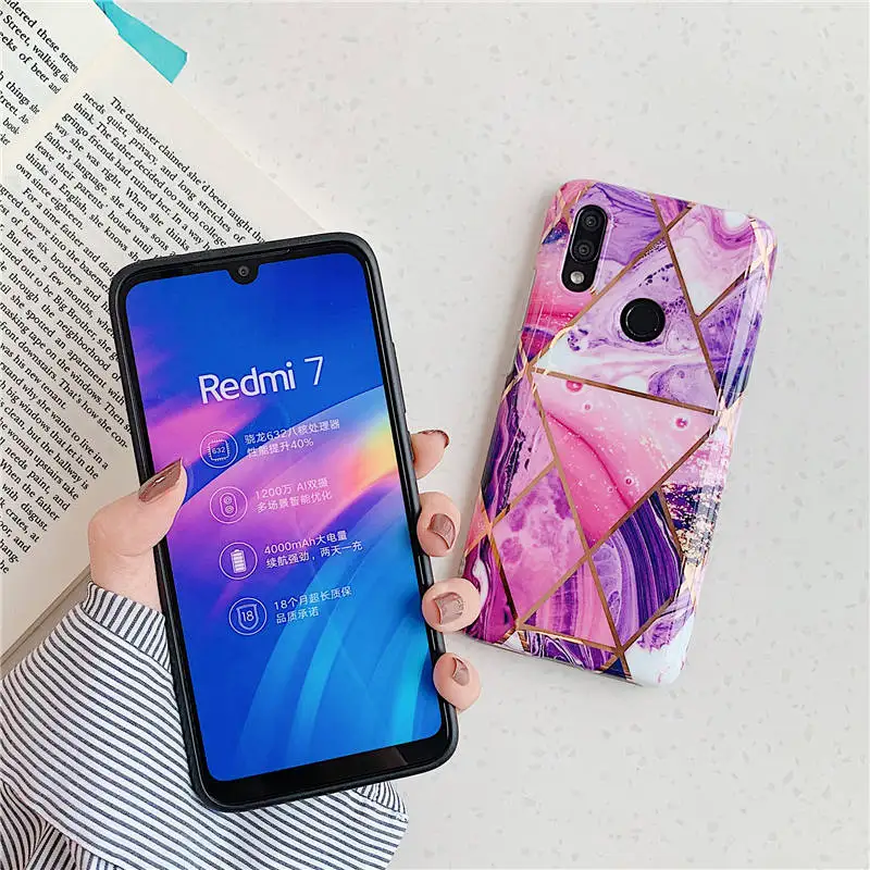 Силиконовые телефонные чехлы с мраморным покрытием для Xiaomi Redmi Note 7 8 Pro мягкий