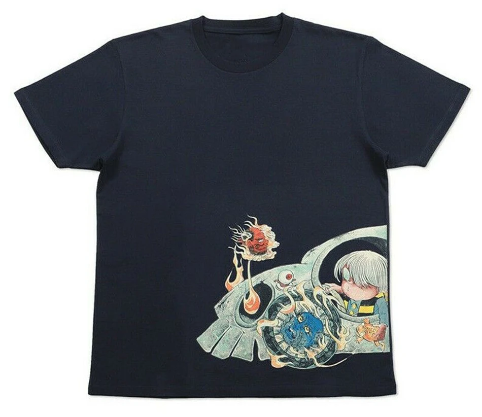 Graniph Gegege No Kitaro Yokai Car Unisex T-Shirt Tops Menwomen Navy Ss-L Japan Male Female Tee Shirt |