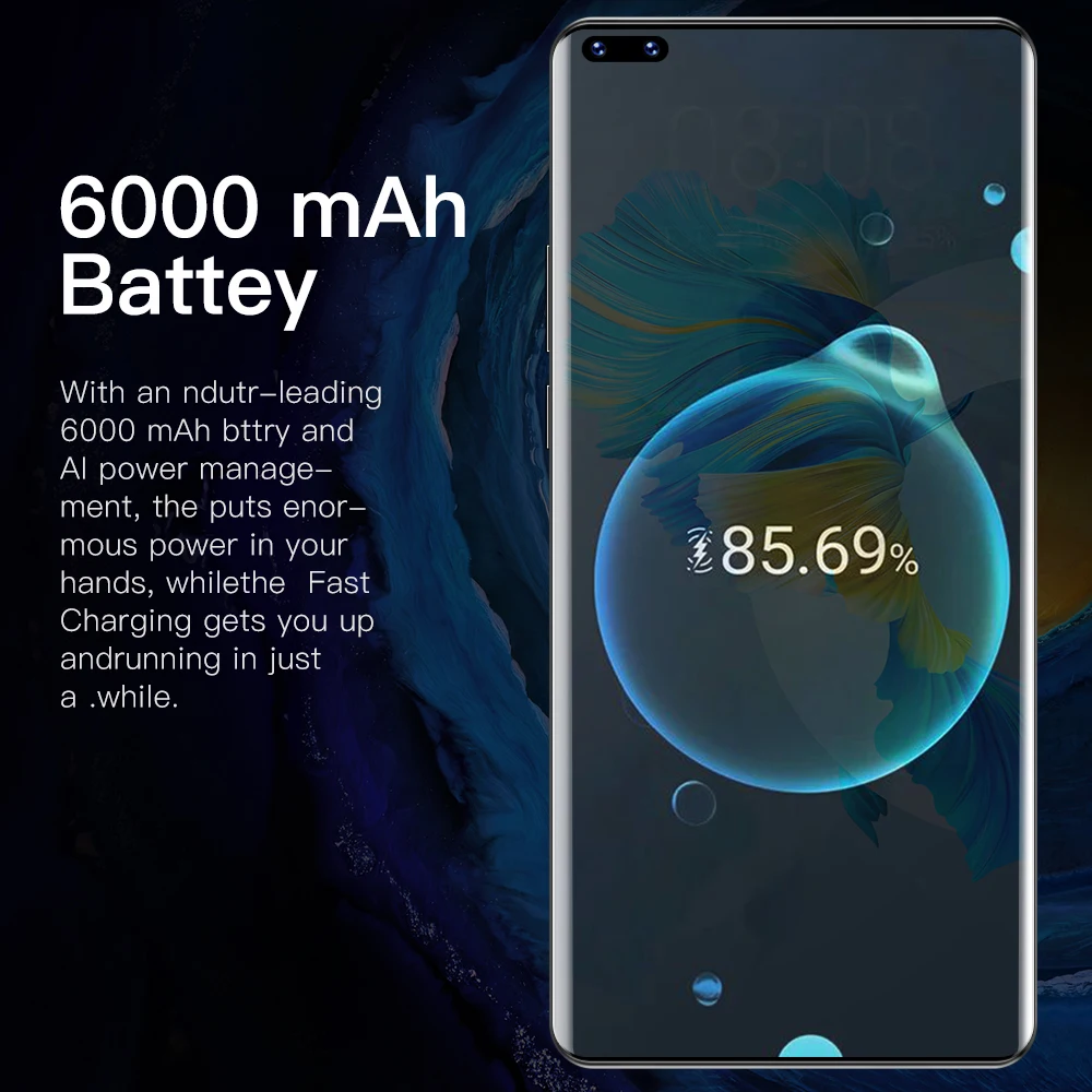 Tel&eacute;fono Inteligente Mate40Pro de 7,3 pulgadas, 24 + 50MP, MTK6889, 10 n&uacute;cleos, 512GB + 12GB, c&aacute;mara 4G/5G, GPS, identificaci&oacute;n facial, elegante, gran oferta-5