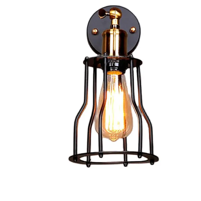 Free Shipping Vintage Industrial Lighting Wall Lights E27 Country Small Black Metal Lamps Edison Fixtures | Лампы и освещение